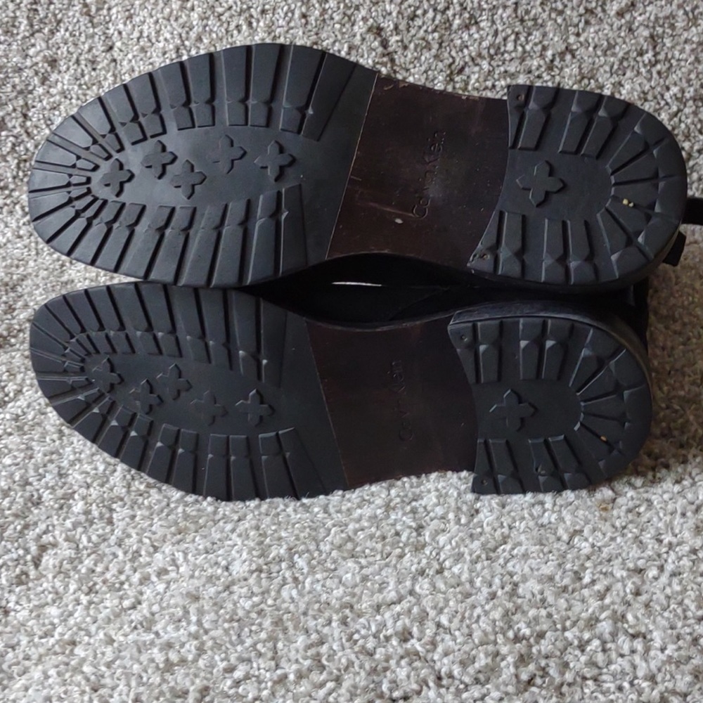 Calvin Klein Black Suede Side Zip Harness Mid Calf Boots Men's 8M EUC - Picture 5 of 8